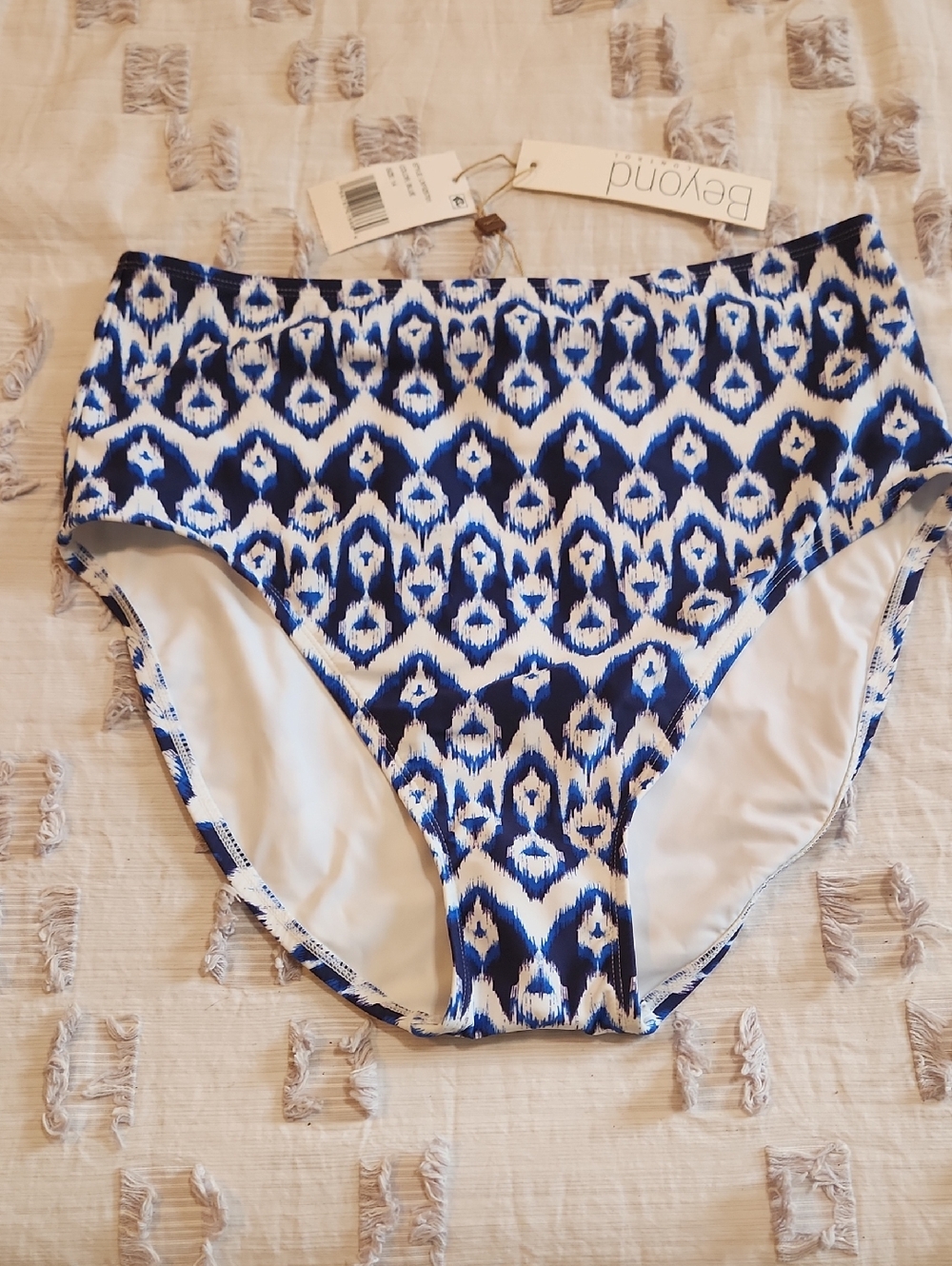 Beyond Blue Ikat High-Waist Swim Bottoms